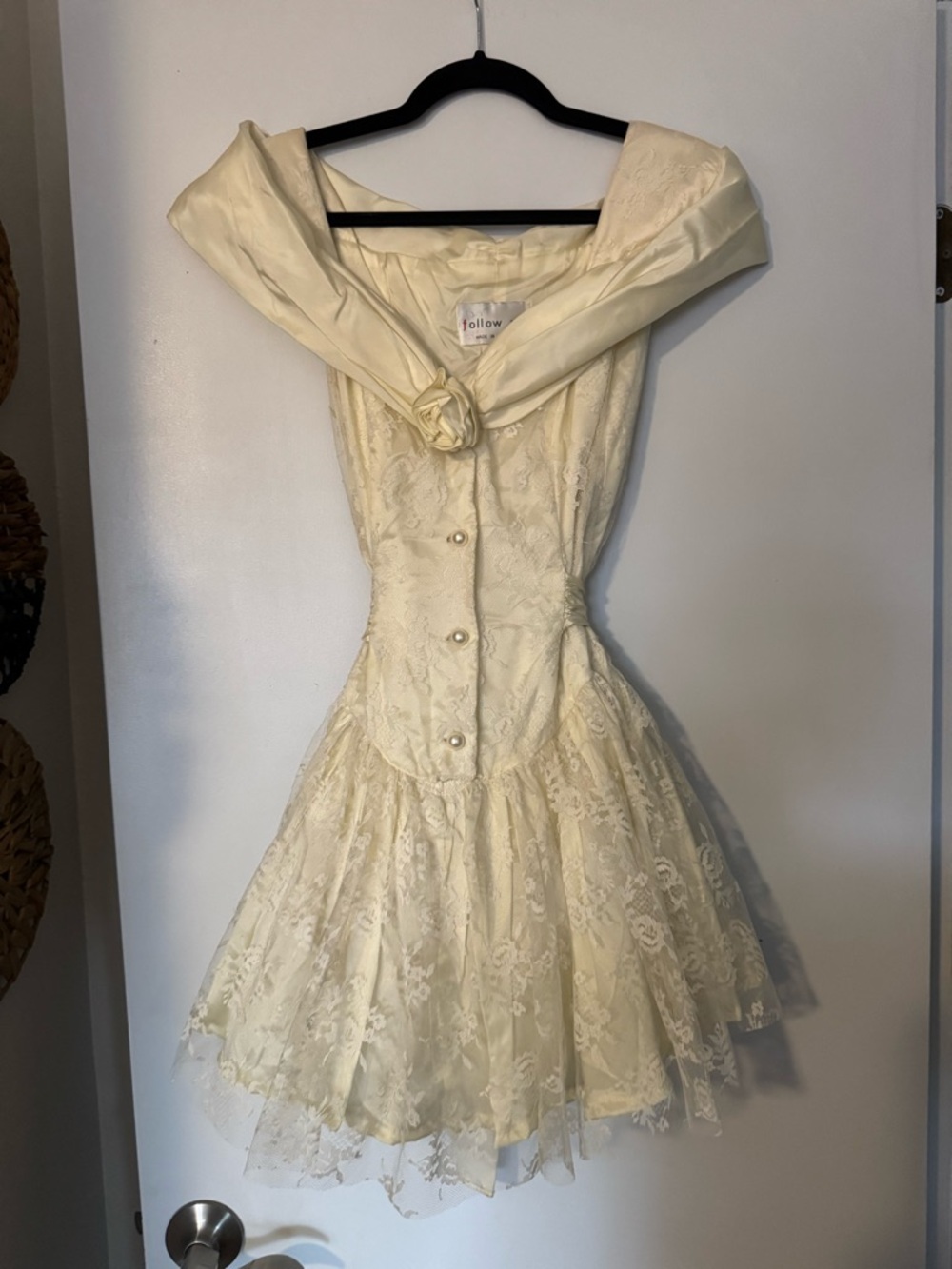 Vintage Lace and Pearl Ivory Dress